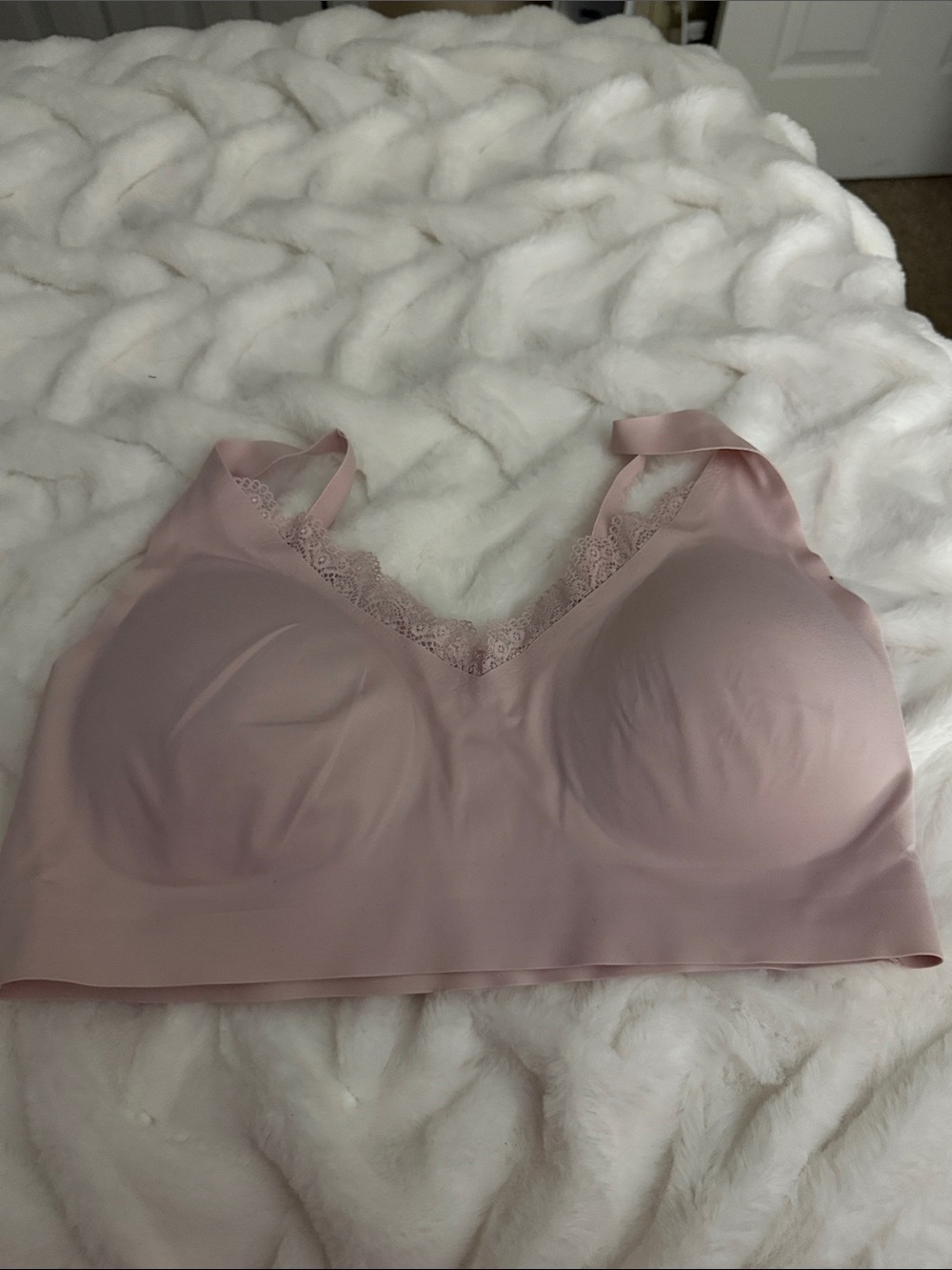 Maurices Light Pink Lace-Trim Wireless Bralette